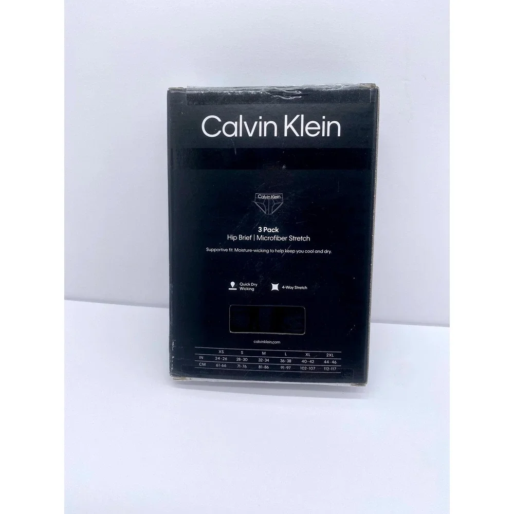 Calvin Klein Mens 3 Pack Microfiber Stretch Hip Briefs Black Large NB2570